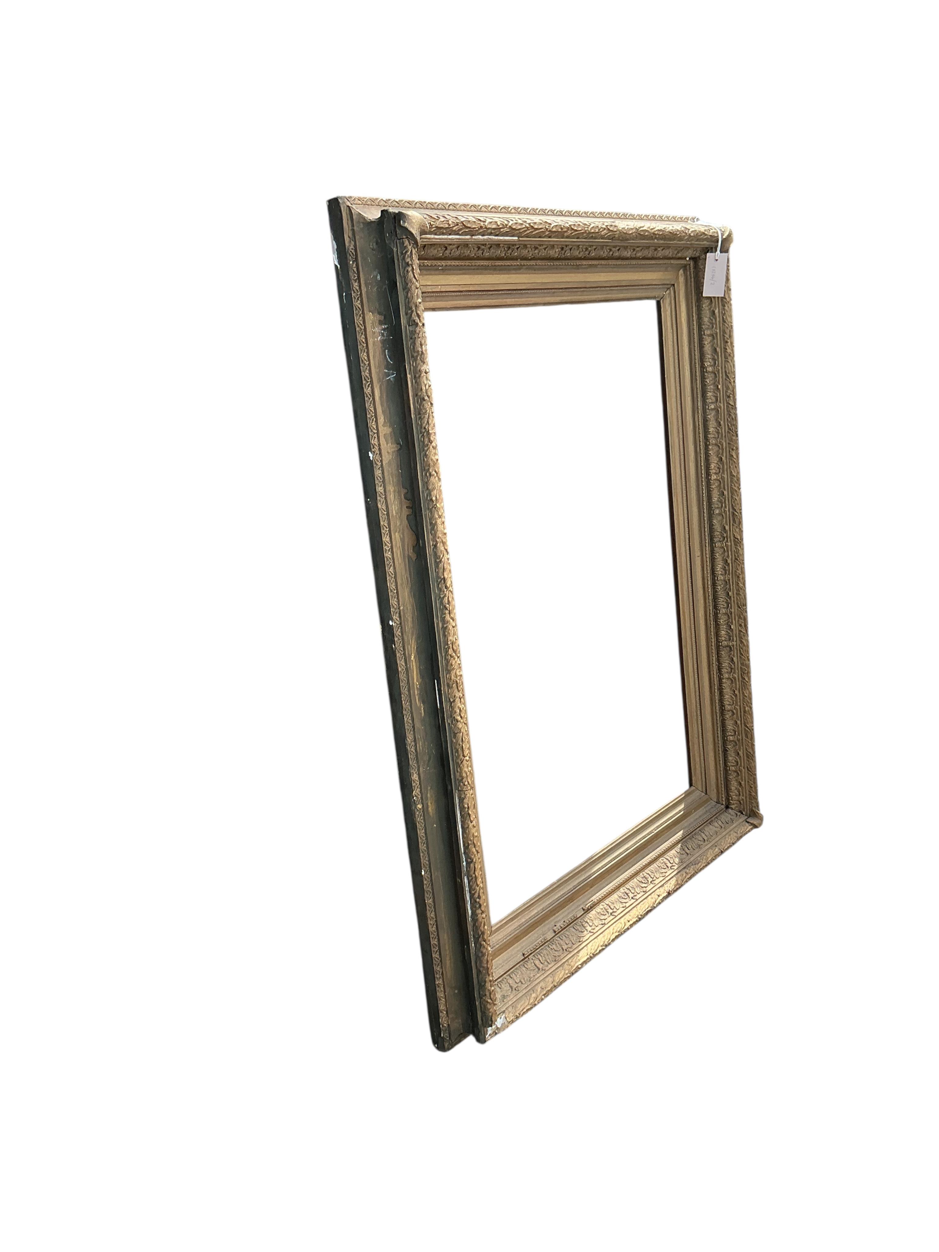 Five Victorian and later rectangular giltwood and composition picture frames, largest width 85cm, height 146cm